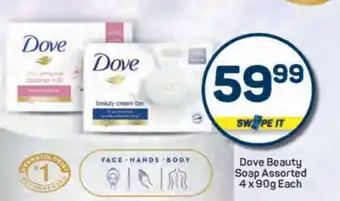 Pick n Pay Dove Beauty Soap Assorted 4 x 90g Each offer