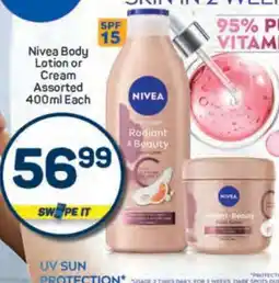 Pick n Pay Nivea Body Lotion or Cream Assorted 400ml Each offer