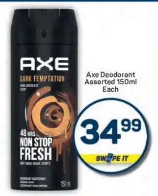 Pick n Pay Axe Deodorant Assorted 150ml Each offer