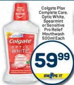 Pick n Pay Colgate Plax Complete Care, Optic White, Spearmint or Sensitive Pro Relief Mouthwash 500ml Each offer