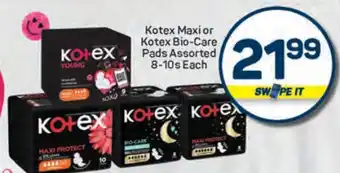 Pick n Pay Kotex Maxi or Kotex Bio-Care Pads Assorted 8-10s Each offer