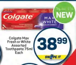 Pick n Pay Colgate Max Fresh or White Assorted Toothpaste 75ml Each offer