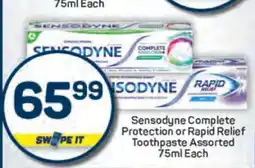 Pick n Pay Sensodyne Complete Protection or Rapid Relief Toothpaste Assorted 75ml Each offer