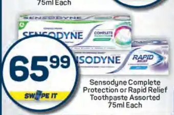 Pick n Pay Sensodyne Complete Protection or Rapid Relief Toothpaste Assorted 75ml Each offer