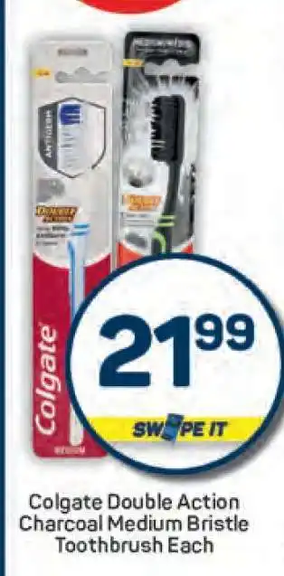 Pick n Pay Colgate Double Action Charcoal Medium Bristle Toothbrush Each offer