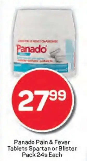 Pick n Pay Panado Pain & Fever Tablets Spartan or Blister Pack 24s Each offer