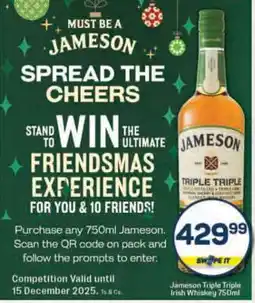 Pick n Pay Jameson Triple Triple Irish Whiskey 750ml offer