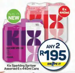 Pick n Pay Kix Sparkling Spritzer Assorted 6 x 440ml Cans offer
