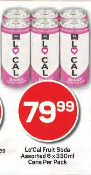 Pick n Pay Lo’Cal Fruit Soda Assorted 6 x 330ml Cans Per Pack offer