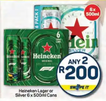 Pick n Pay Heineken Lager or Silver 6 x 500ml Cans offer