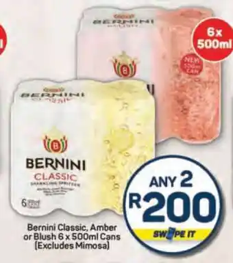 Bernini Classic, Amber or Blush 6 x 500ml Cans