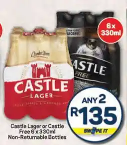 Pick n Pay Castle Lager or Castle Free 6 x 330ml offer