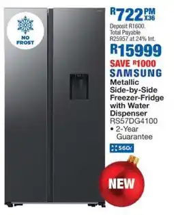 OK Furniture Samsung Metallic Side-by-Side Freezer-Fridge with Water Dispenser offer