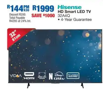 OK Furniture Hisense HD Smart LED TV 32A4Q offer