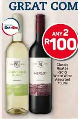 Pick n Pay Classic Routes Red or White Wine Assorted 750ml offer