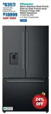 OK Furniture Hisense Black Stainless Steel-Finish Side-by-Side French-Door Freezer Fridge with Water Dispenser offer