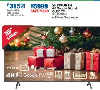 OK Furniture SKYWORTH 4K Google Digital QLED TV offer