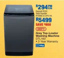 OK Furniture DEFY Grey Top-Loader Washing Machine offer