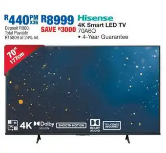 OK Furniture Hisense 4K Smart LED TV 70A6Q offer