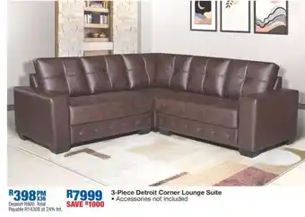 OK Furniture 3-Piece Detroit Corner Lounge Suite offer