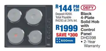 OK Furniture DEFY Black 4-Plate Solid Hob with Control Panel DHD398 offer