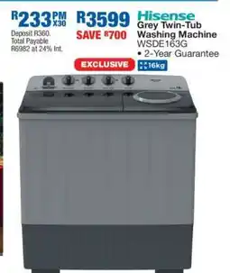 OK Furniture Hisense Grey Twin-Tub Washing Machine WSDE163G offer