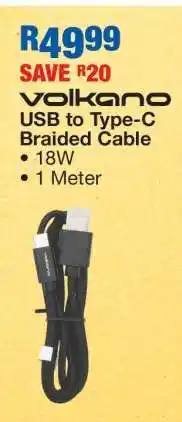 OK Furniture Volkano USB to Type-C Braided Cable offer