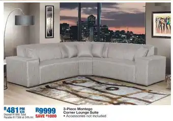 OK Furniture 3-Piece Montego Corner Lounge Suite offer
