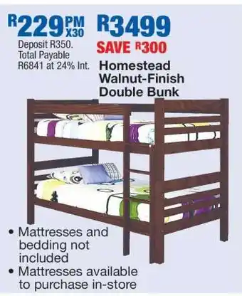 OK Furniture Homestead Walnut-Finish Double Bunk offer