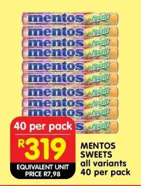 Shoprite MENTOS SWEETS offer