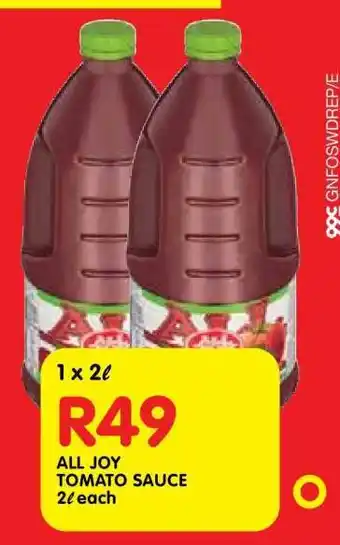 Shoprite ALL JOY TOMATO SAUCE offer