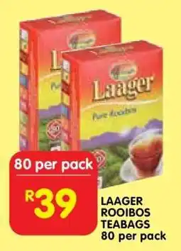Shoprite LAAGER ROOIBOS TEABAGS 80 per pack offer