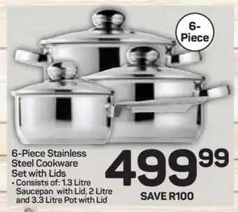 Pick n Pay Hypermarket 6-Piece Stainless Steel Cookware Set with Lids offer
