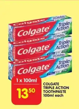 Shoprite COLGATE TRIPLE ACTION TOOTHPASTE 100ml each offer