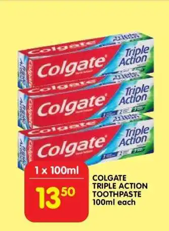 Shoprite COLGATE TRIPLE ACTION TOOTHPASTE 100ml each offer