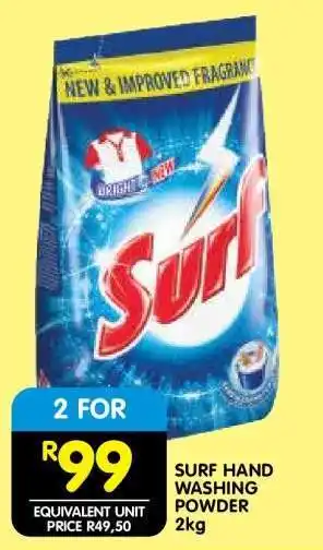 Shoprite Surf Hand Washing Powder-2Kg offer