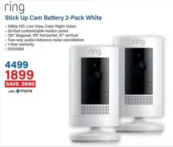 Incredible Connection Ring Stick Up Cam Battery 2-Pack White offer