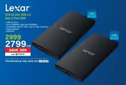 Incredible Connection Lexar 2TB SL300 USB 3.2 Gen 2 Port SSD offer