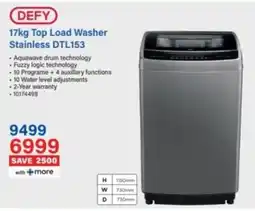 Incredible Connection DEFY Top Load Washer Stainless DTL153 offer