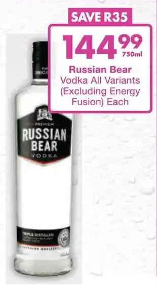 President Hyper Russian Bear Vodka All Variants offer