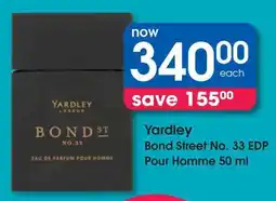 Clicks Yardley Bond Street No. 33 EDP Pour Homme offer