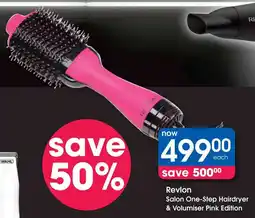 Clicks Revlon Salon One-Step Hairdryer & Volumiser Pink Edition offer