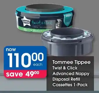 Clicks Tommee Tippee Twist & Click Advanced Nappy Disposal Refill Cassettes offer
