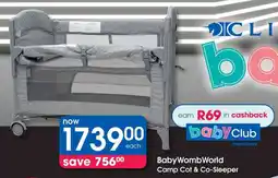Clicks BabyWombWorld Camp Cot & Co-Sleeper offer