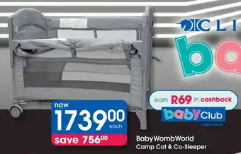 Clicks BabyWombWorld Camp Cot & Co-Sleeper offer