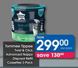 Clicks Tommee Tippee Twist & Click Advanced Nappy Disposal Refill Cassettes offer