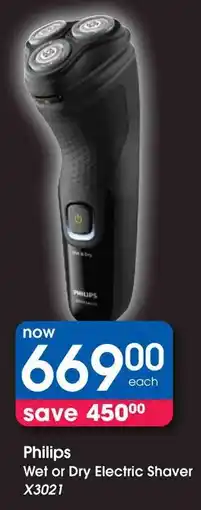 Clicks Philips Wet or Dry Electric Shaver X3021 offer