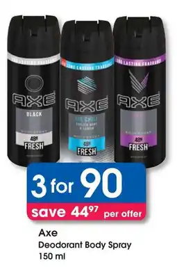 Clicks Axe Deodorant Body Spray offer