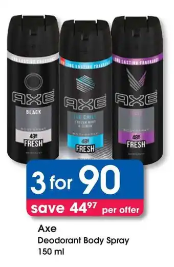 Clicks Axe Deodorant Body Spray offer