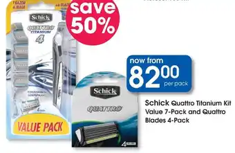 Clicks Schick Quattro Titanium Kit Value and Quattro Blades offer